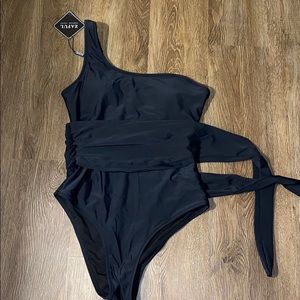 One piece wrap bathing suit